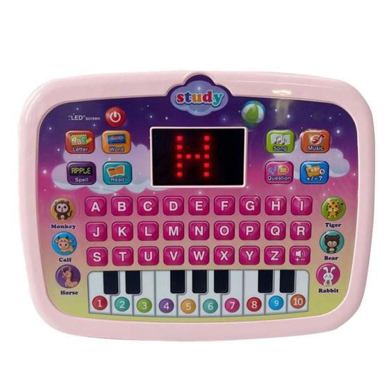 Imagem de Brinquedo Tablete Educacional  Inglês  Aprendizagem Display Led Rosa