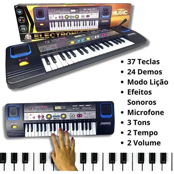 Imagem de Brinquedo Teclado Infantil Musical Eletrônico com Microfone e Fonte Bivolt