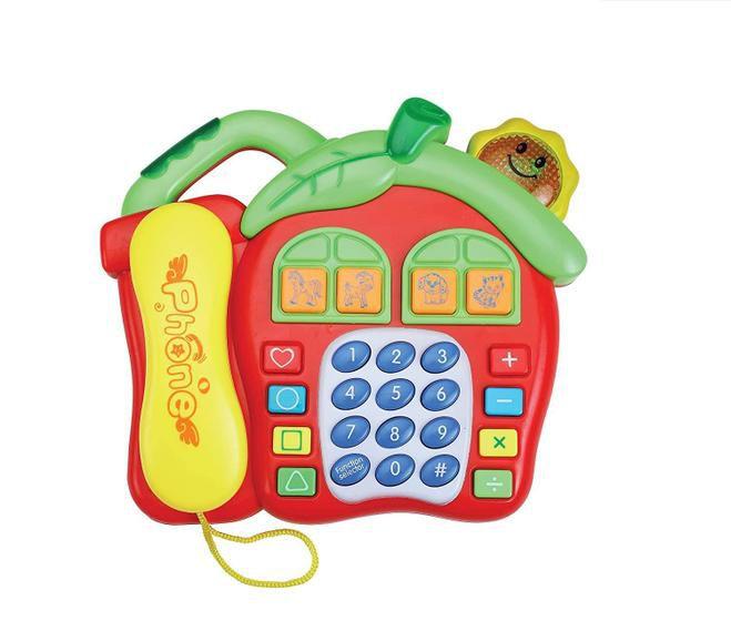 Imagem de Brinquedo Telefone Infantil Musical Casinha  Maçã Luz e Som