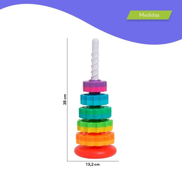 Imagem de Brinquedo Torre de Engrenagens Geométrica Colorida Educativo