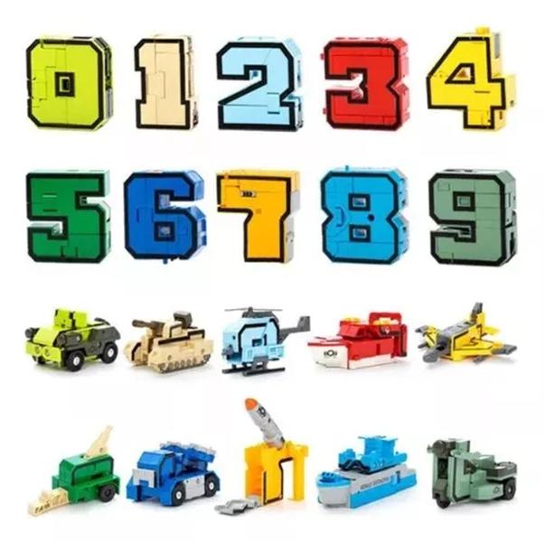 Imagem de Brinquedo Transformer Educativo Número Veículos Robô Kit 10