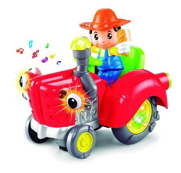 Brinquedo Trator Fazendeiro Bate Volta Som Luz Movimentos. - DM TOYS Imagem de Brinquedo Trator Fazendeiro Bate Volta Som Luz Movimentos.