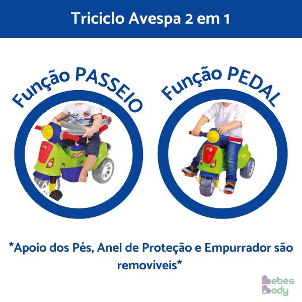 Imagem de Brinquedo Tricicolo Avespa Empurrar Pedal Menino Menina Presente Motoca 1 2 anos