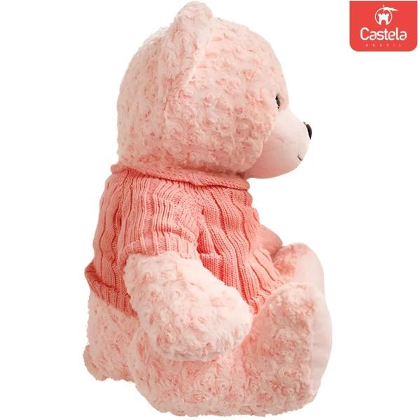 Imagem de Brinquedo Ursinho Pelúcia Teddy Rosa Com Roupinha - Castela