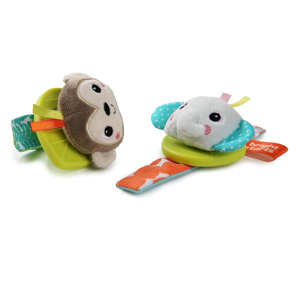 Imagem de Brinquedo vestível de pulso Rattle & Teether Bright Starts Monkey & Elephant