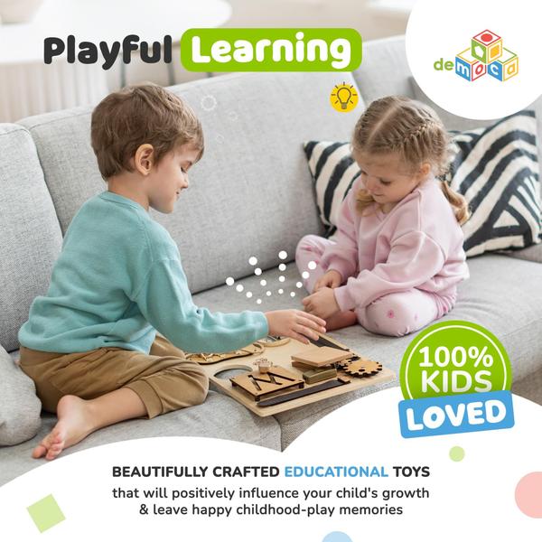 Imagem de Brinquedos Busy Board Democa Montessori para crianças pequenas com 10 atividades