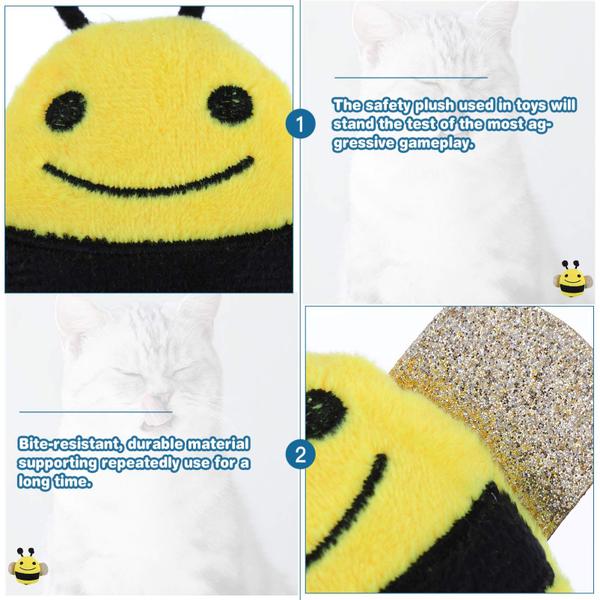 Imagem de Brinquedos Cat Catnip POPETPOP em forma de abelha, 5 peças para limpeza de dentes