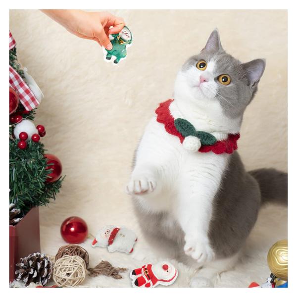 Imagem de Brinquedos Catnip Feelorna para gatos de interior, pelúcia de Natal, 4 peças