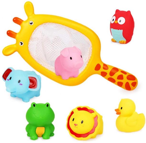 Imagem de brinquedos de banho do bebê, scoop net peixes brinquedos da piscina com spray, sons,