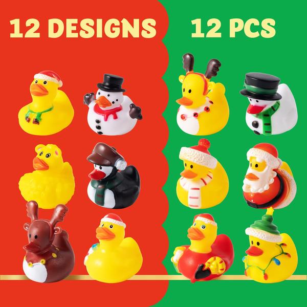 Imagem de Brinquedos de banho Rubber Duck JOYIN Christmas, 12 unidades para meninas e meninos