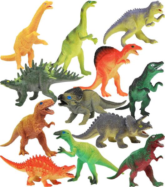 Imagem de Brinquedos de bonecos de dinossauro Click N' Play Jumbo 18 cm, pacote com 12