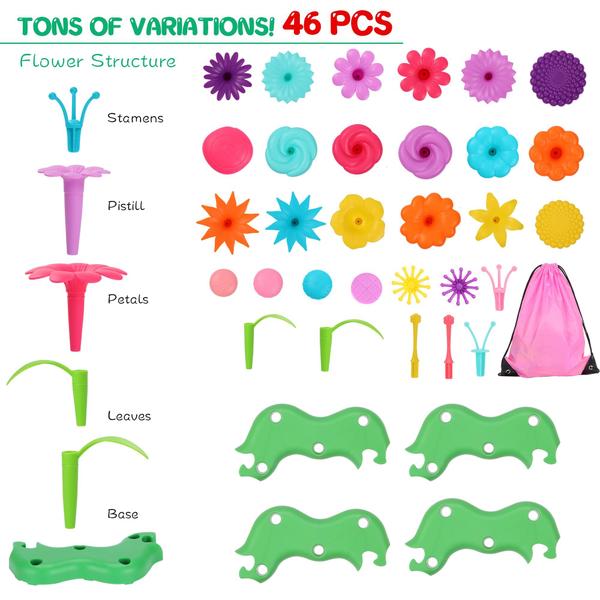 Imagem de Brinquedos de construção de jardins de flores FLYINGSEEDS para meninas de 3 a 8 anos
