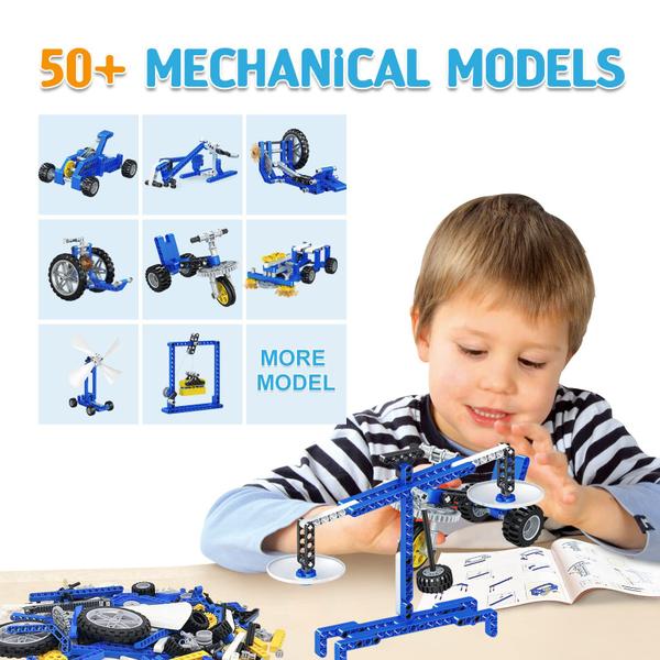 Imagem de Brinquedos de construção mecânica para meninos, 50 projetos STEM para crianças de 8 a 12 anos com 325 blocos de construção PCS, brinquedos STEM para jogos criativos para crianças, kit de atividades científicas / STEM, presentes de Natal de anivers