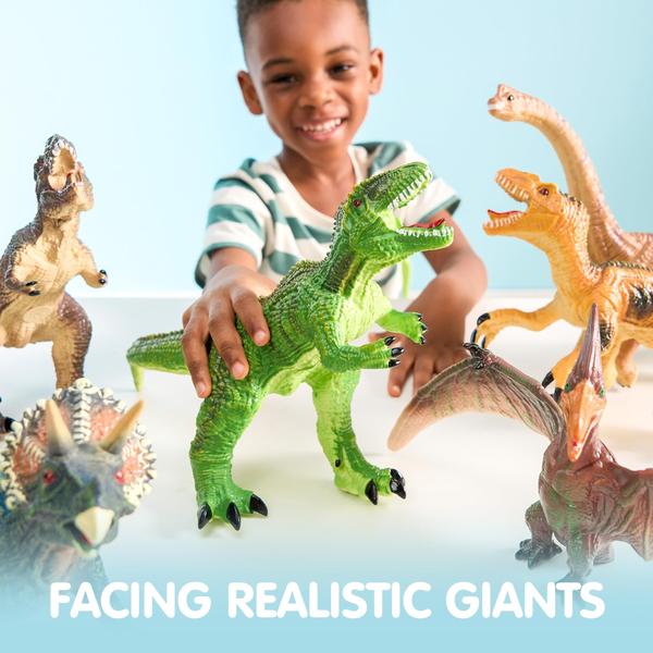 Imagem de Brinquedos de dinossauro JOYIN Big para crianças pequenas com livro educacional, 6 unidades