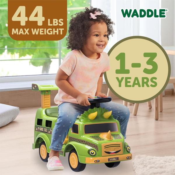 Imagem de Brinquedos de dinossauro Ride On Cars WADDLE para crianças de 1 a 3 anos com 2 equipamentos