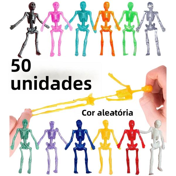 Imagem de Brinquedos de Esqueleto de Crânio Mole - Cores Sortidas - 10/20/30/50 Peças - Festa Infantil