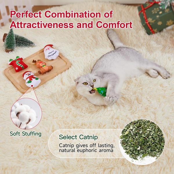 Imagem de Brinquedos de Natal para gatos Potaroma, 5 unidades com som Catnip Crinkle