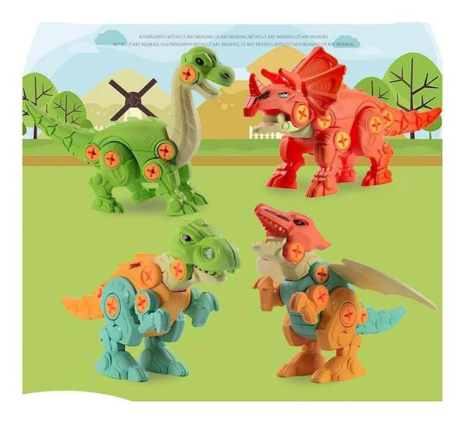 Imagem de Brinquedos Dinossauros Coloridos Com Parafusos Monta e Desmonta.