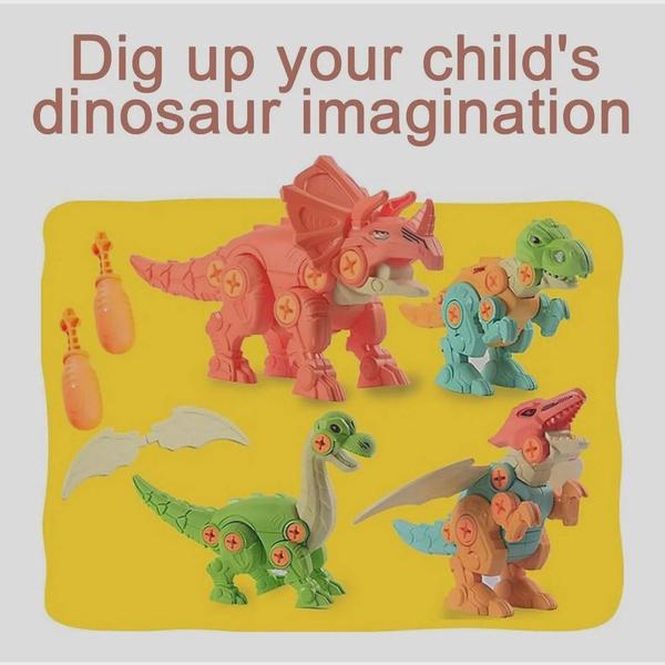 Imagem de Brinquedos Dinossauros Coloridos Com Parafusos Monta e Desmonta.