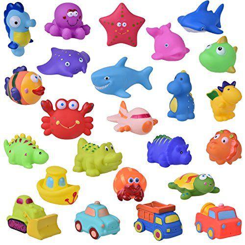 Imagem de BRINQUEDOS DIVERTIDOS 24 PCs Brinquedos de Banho para Crianças, Animais do Mar Squirter Brinquedos Crianças, Carro Squirter Brinquedos Meninos, Organizador de Brinquedos de Banho Incluídos Favores de Festa Infantil, Enchimento goodie bag