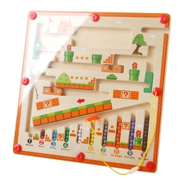Brinquedos Educativos Montessori Magnéticos de Madeira Colorida para Crianças Imagem de Brinquedos Educativos Montessori Magnéticos de Madeira Colorida para Crianças