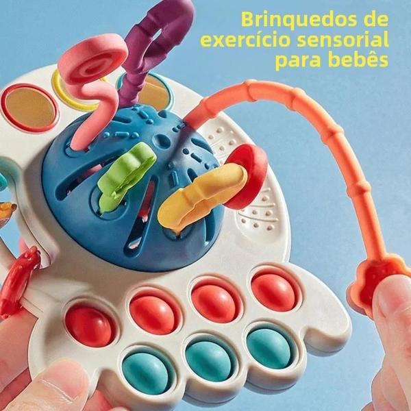 Imagem de Brinquedos Educativos Montessori para Bebês - Desenvolvimento Sensorial com Corda e Aperto