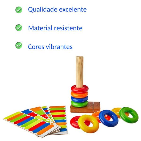 Imagem de Brinquedos Educativos Pedagógico Combine E Encaixe Argolas