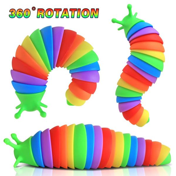 Brinquedos Fidget Slug ANLIOTO Rainbow Slug, 3 tamanhos, pacote com 3 Imagem de Brinquedos Fidget Slug ANLIOTO Rainbow Slug, 3 tamanhos, pacote com 3