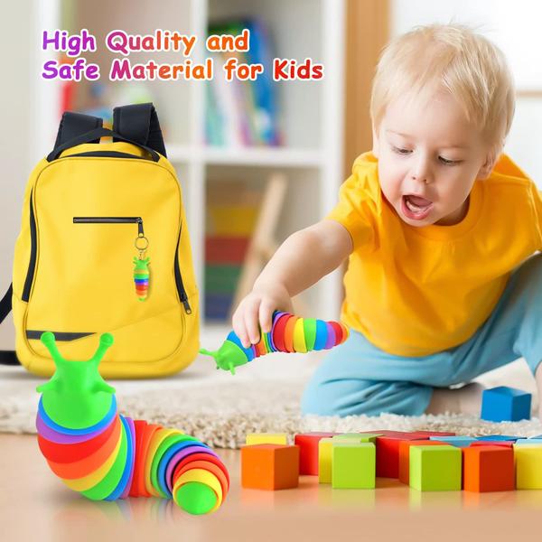Brinquedos Fidget Slug ANLIOTO Rainbow Slug, 3 tamanhos, pacote com 3 Imagem de Brinquedos Fidget Slug ANLIOTO Rainbow Slug, 3 tamanhos, pacote com 3