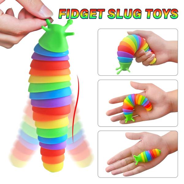 Brinquedos Fidget Slug ANLIOTO Rainbow Slug, 3 tamanhos, pacote com 3 Imagem de Brinquedos Fidget Slug ANLIOTO Rainbow Slug, 3 tamanhos, pacote com 3