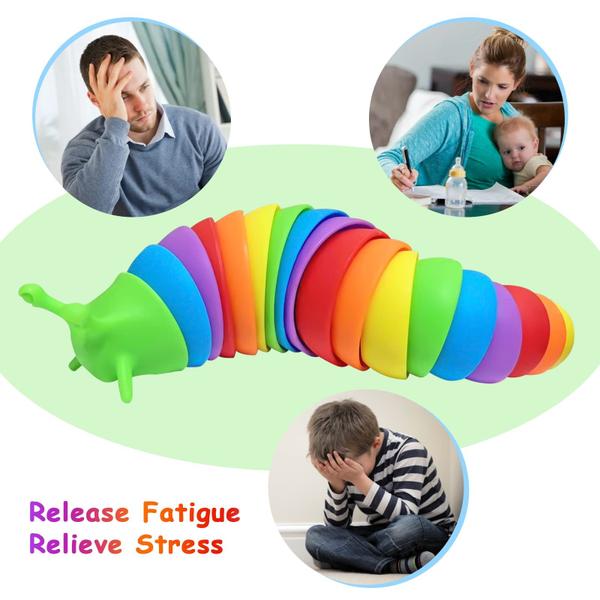 Brinquedos Fidget Slug ANLIOTO Rainbow Slug, 3 tamanhos, pacote com 3 Imagem de Brinquedos Fidget Slug ANLIOTO Rainbow Slug, 3 tamanhos, pacote com 3