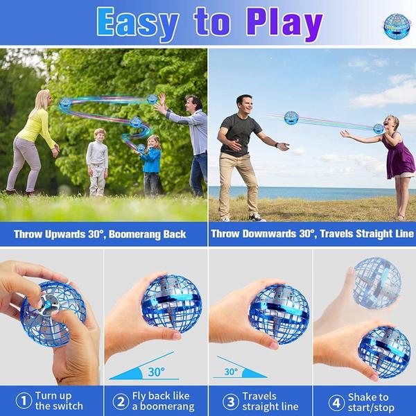 Imagem de Brinquedos Flying Orb Ball, 2023 Hover Ball Soaring Nebula Flying Orb, Boomerang Galaxy iFly Spinner Ball controlado manualmente, brinquedo RGB Light Magic Space UFO Cool, minidrone para crianças e adultos ao ar livre, azul interno