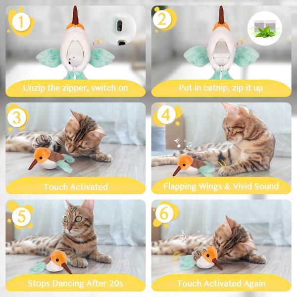 Imagem de Brinquedos interativos para gatos HOSFROLL com pássaros batendo e som de pássaros