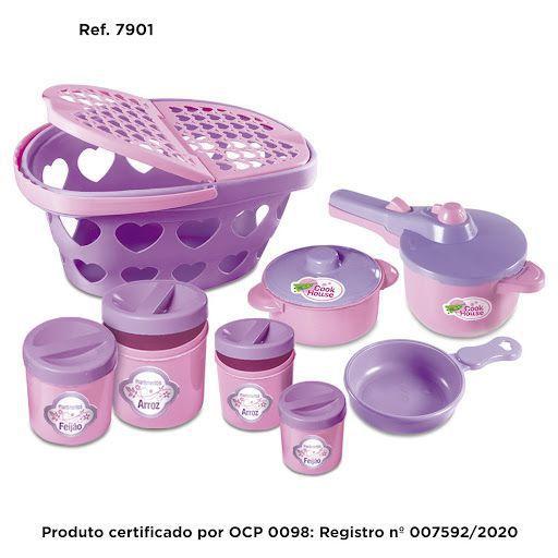 Imagem de Brinquedos Kit Cestinha Mercado Pic Nic + Panelinhas 9Pç