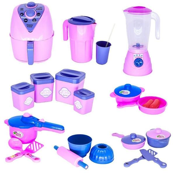 Imagem de Brinquedos Menina Cozinha Infantil Air Fryer Panelinhas 22Pç