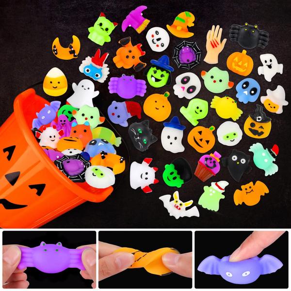 Imagem de Brinquedos Mochi Squishy de Halloween WITALENT - Pacote com 60 Unidades