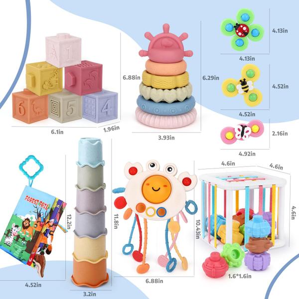 Imagem de Brinquedos Montessori Grarain 7 em 1 para Bebês (6 a 12 Meses) - Com Brinquedo Classificador