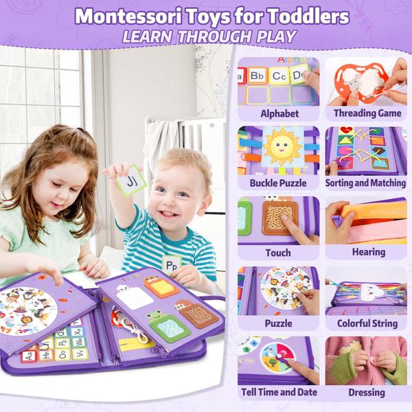 Imagem de Brinquedos Montessori para crianças Busy Board Esjay com 10 atividades