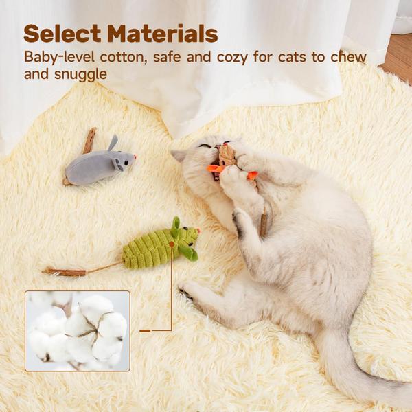 Imagem de Brinquedos para gatos Potaroma Squeak Mice com Catnip Silvervine, 3 unidades