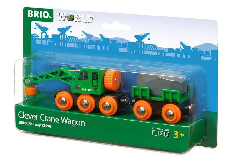 Imagem de BRIO World - 33698 Clever Crane Wagon Set  Acessório de trem de 4 peças e brinquedo de guindaste para crianças de 3 anos ou mais, vermelho