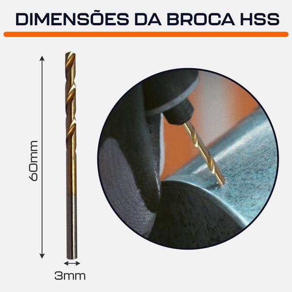 Imagem de Broca 3mm Aço Rápido HSS Titânio para Micro Mini Retíficas