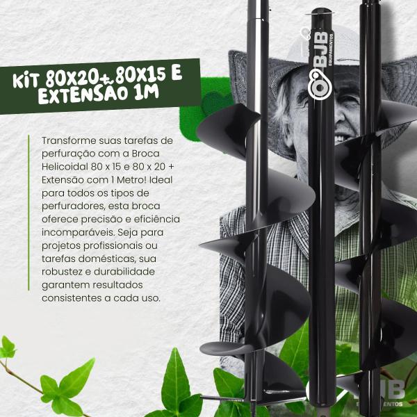 Broca 80X15,20 + Extensão Perfurador Para Carbon - Bjb Equipamentos Imagem de Broca 80X15,20 + Extensão Perfurador Para Carbon
