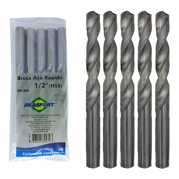 Imagem de Broca Aco Rapido Brasfort   1/2'' - 7517 ./ Kit Com 5 Peças