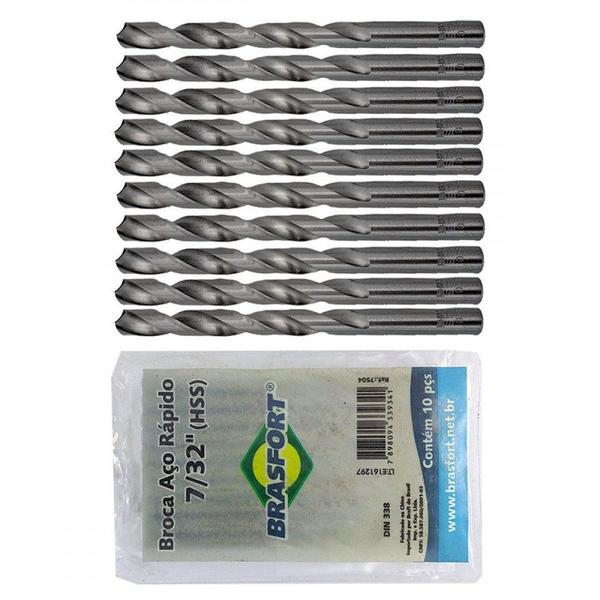 Imagem de Broca Aco Rapido Brasfort   7/32'' - 7504 - Kit C/10 Peças