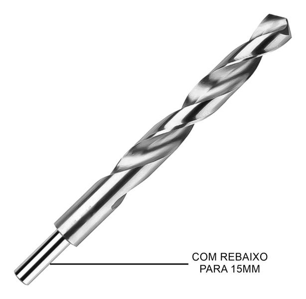 Imagem de Broca Aço Rápido Hss 18mm Para Metal, Madeiras, Acrílicos, Plásticos Uso Geral Com Rebaixo