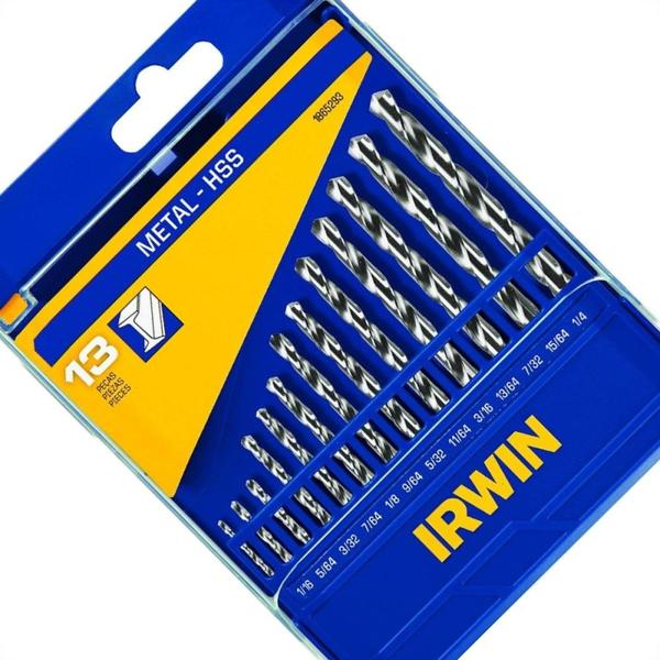 Imagem de Broca Aco Rapido Irwin 1/16 A 1/4'' Kit Com 13 Pecas