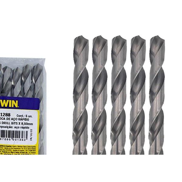 Imagem de Broca Aco Rapido Irwin 8,5 Mm . / Kit C/ 5 Peças