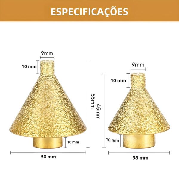 Imagem de Broca Bevilhosa Diamantada M10 Para Corte Em Granito Mármore Azulejo Cerâmico Furo Limpeza E Ajuste