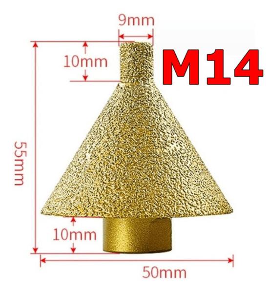 Imagem de Broca Cônica Diamantada De Chanfrar Fresa Esmerilhadeira M14 50mm