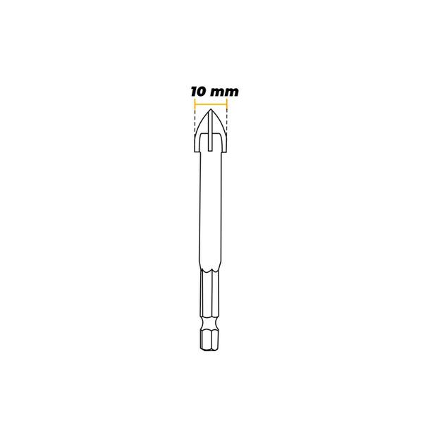 Imagem de Broca de 10 Mm Em Aço Rápido Revestida de Titânio Com Haste Sextavada Para Vidro Ctc-01610120 Ctpohr